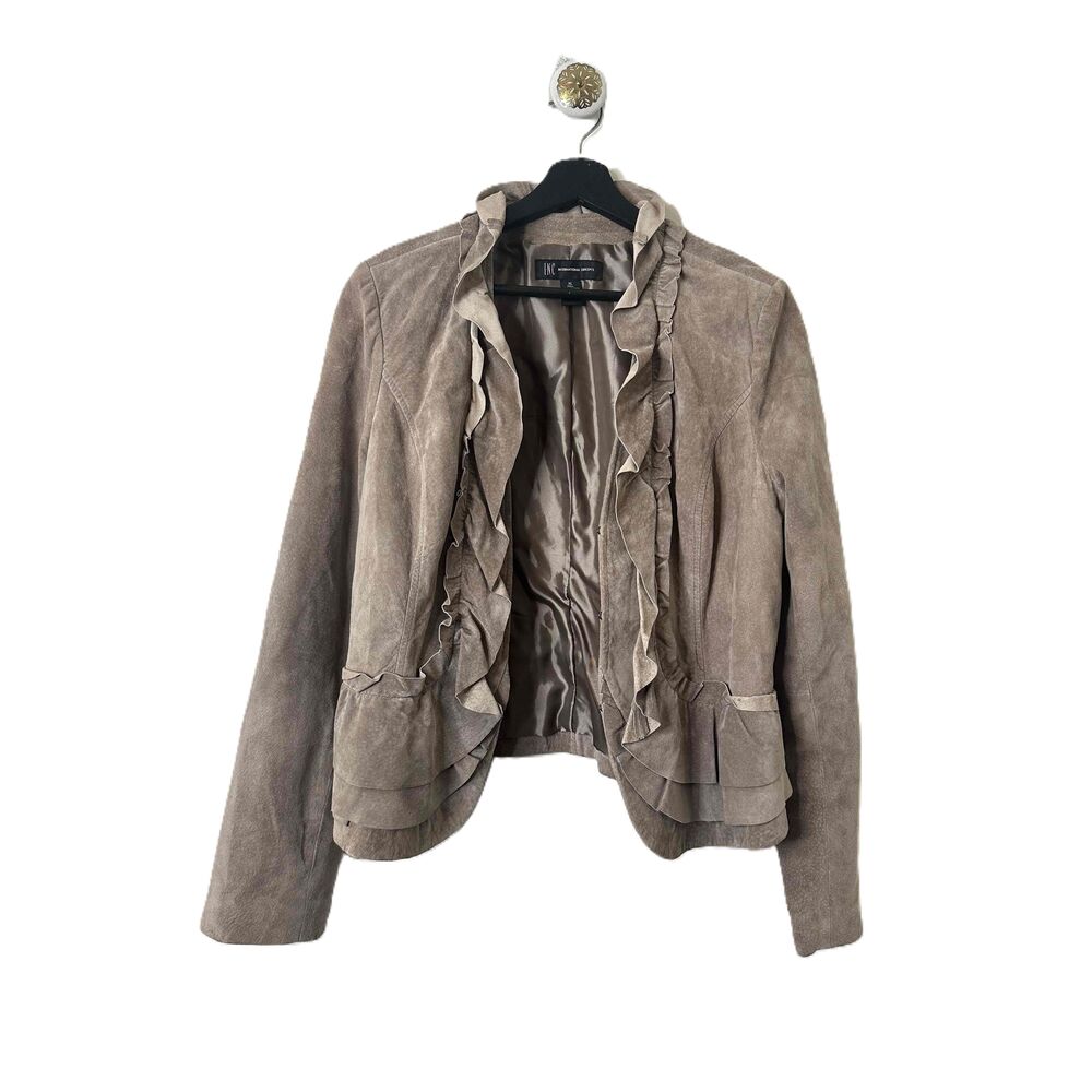 INC International Concepts Tan Ruffled Jacket - Picture 2 of 12
